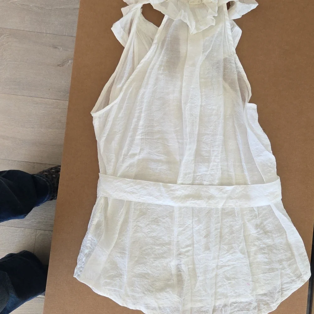 White Ruffled Button-Down Blouse - Picture 6 of 8